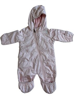 The North Face Pale Pink Hooded Infant One-Piece Snowsuit